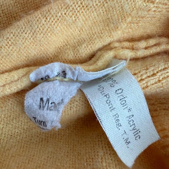 Vintage Christian Dior Mens V-Neck Yellow Knit Acrylic Long Sleeve Sweater XL - Picture 10 of 10